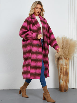 Contrast Double-Breasted Long Sleeve Longline Coat - 1985 the VAULT Boutique