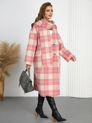 Plaid Button Up Long Sleeve Coat - 1985 the VAULT Boutique