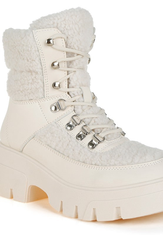 Wellerman Faux Fur Detail Chunky Hiker Boots - 1985 the VAULT Boutique