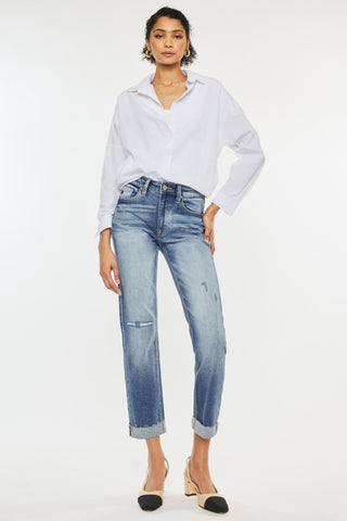 Kancan High Rise Cuffed Straight Jeans - 1985 the VAULT Boutique