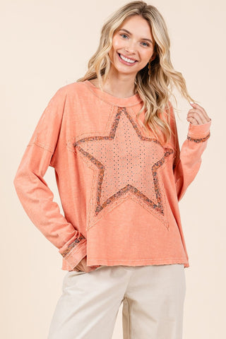 Mittoshop Mineral Wash Star Patch Long Sleeve T-Shirt - 1985 the VAULT Boutique