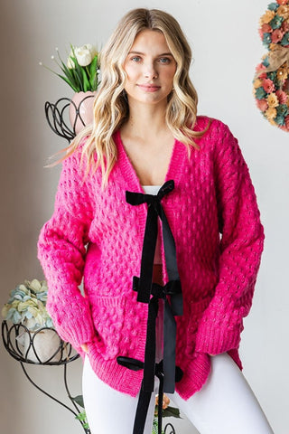 First Love Tie Closure Open Knit Cardigan - 1985 the VAULT Boutique