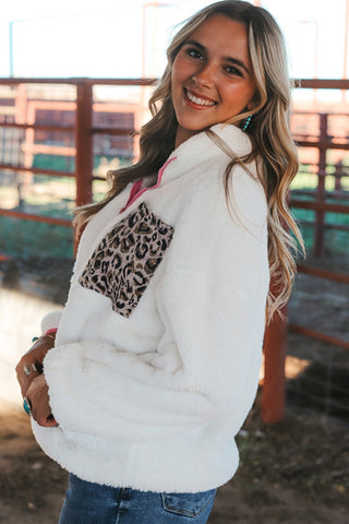 Half Zip Leopard Contrast Long Sleeve Sweatshirt - 1985 the VAULT Boutique