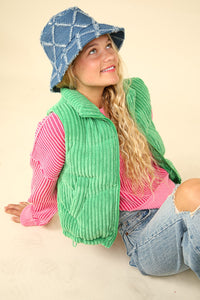 VERY J Zip Up Padded Corduroy Puffer Vest - 1985 the VAULT Boutique