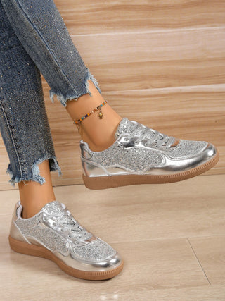 Sequin PU Leather Flat Sneakers - 1985 the VAULT Boutique