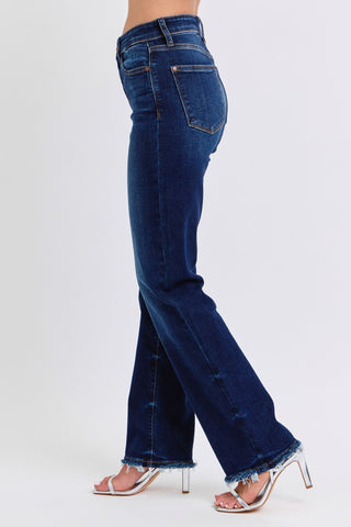 Judy Blue Full Size Raw Hem Straight Leg Jeans - 1985 the VAULT Boutique