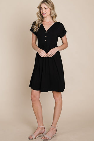 BOMBOM V-Neck Short Sleeve Dress - 1985 the VAULT Boutique