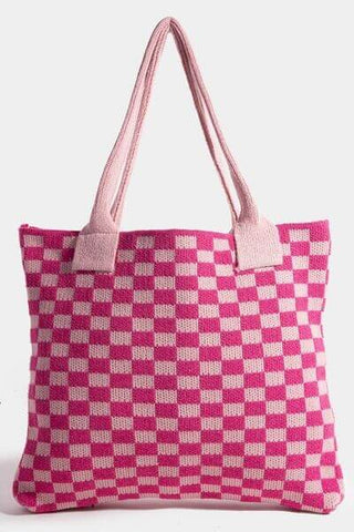 Fame Checkered Pattern Tote Bag - 1985 the VAULT Boutique