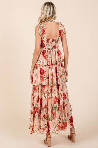 Mittoshop Layered Floral Sweetheart Neck Maxi Dress - 1985 the VAULT Boutique