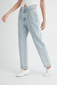 MABLE Pleated Front Detail Straight Jeans - 1985 the VAULT Boutique