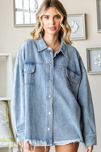 First Love Smile Face Button Down Raw Hem Denim Jacket - 1985 the VAULT Boutique