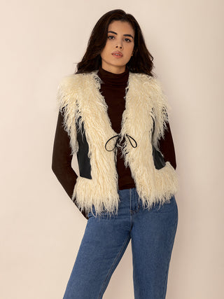 Tied Fringe Contrast Vest - 1985 the VAULT Boutique