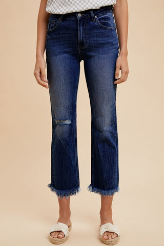 Annie Wear Distressed Raw Hem Straight Leg Cropped Jeans - 1985 the VAULT Boutique