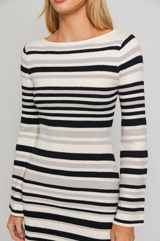 Boat Neck Bell Sleeve Sweater Dress - 1985 the VAULT Boutique