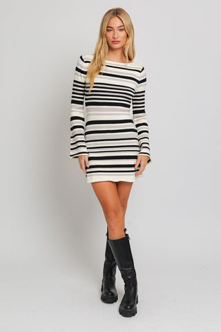 Boat Neck Bell Sleeve Sweater Dress - 1985 the VAULT Boutique