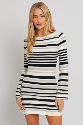 Boat Neck Bell Sleeve Sweater Dress - 1985 the VAULT Boutique