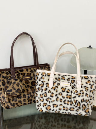 Leopard Faux Fur Tote Bag with Coin Purse - 1985 the VAULT Boutique