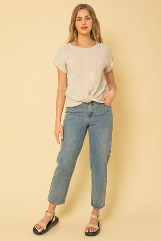 Short Sleeve Bottom Twist Top - 1985 the VAULT Boutique