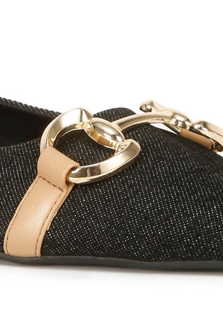 Cressida Denim Horsebit Detail Ballet Flats - 1985 the VAULT Boutique