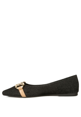 Cressida Denim Horsebit Detail Ballet Flats - 1985 the VAULT Boutique