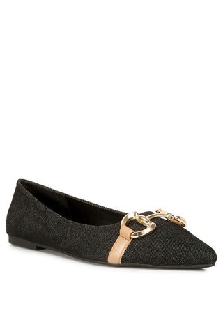 Cressida Denim Horsebit Detail Ballet Flats - 1985 the VAULT Boutique