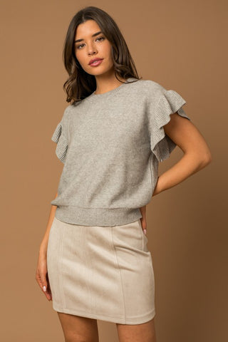 Ruffle Sleeve Knit Top - 1985 the VAULT Boutique