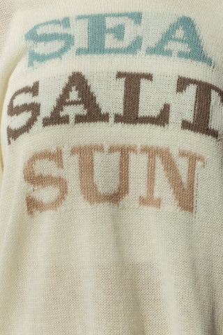 Round Neck Long Sleeve Sea Salt Sun Sweater - 1985 the VAULT Boutique