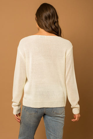 Round Neck Long Sleeve Sea Salt Sun Sweater - 1985 the VAULT Boutique