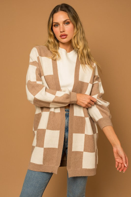 Checker Graphic Sweater Cardigan - 1985 the VAULT Boutique