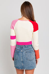 Long Sleeve Color Block Stripe Knit Top - 1985 the VAULT Boutique