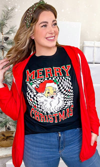 Checkerboard Santa Graphic T-Shirt