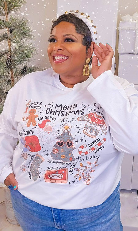 Christmas Things Graphic BF Long Sleeve T-Shirt