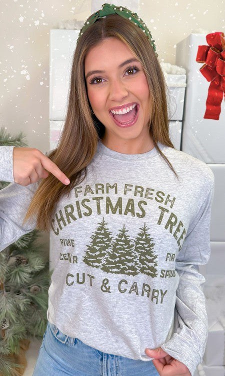 Farm Fresh Christmas Trees Graphic LS T-Shirt