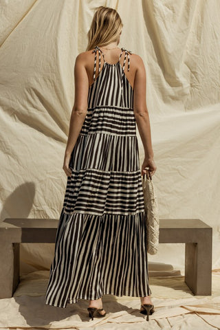 Sleeveless Stripe Maxi Tiered Dress - 1985 the VAULT Boutique