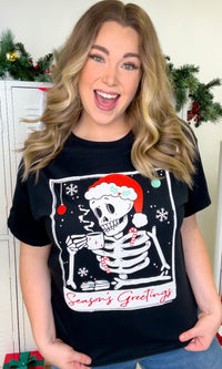 Skeleton Season's Greetings Graphic T-Shirt