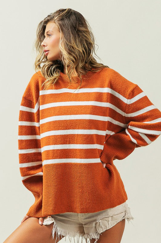 Ribbed Hem Stripe Sweater - 1985 the VAULT Boutique