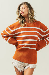 Ribbed Hem Stripe Sweater - 1985 the VAULT Boutique