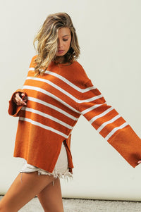 Ribbed Hem Stripe Sweater - 1985 the VAULT Boutique