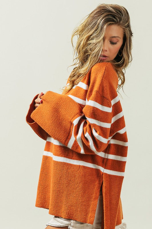 Ribbed Hem Stripe Sweater - 1985 the VAULT Boutique