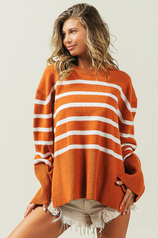 Ribbed Hem Stripe Sweater - 1985 the VAULT Boutique