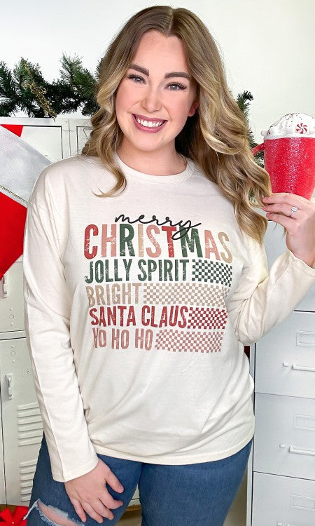 Retro Christmas Wishes Graphic BF Long Sleeve