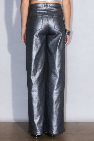 Metallic High Rise Wide Jeans - 1985 the VAULT Boutique