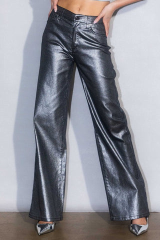 Metallic High Rise Wide Jeans - 1985 the VAULT Boutique