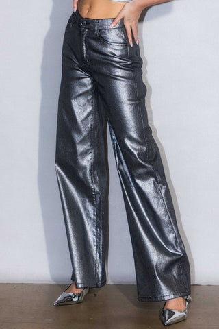 Metallic High Rise Wide Jeans - 1985 the VAULT Boutique