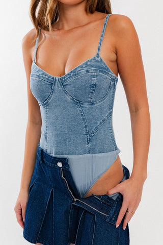 Denim Bustier Bodysuit - 1985 the VAULT Boutique