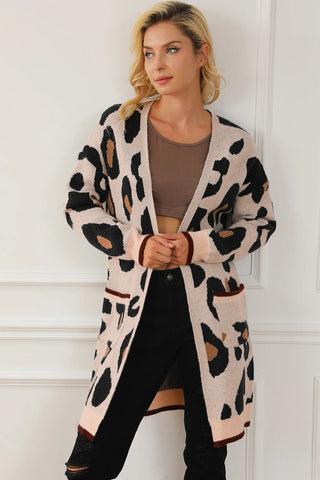 Leopard Open Front Long Sleeve Cardigan - 1985 the VAULT Boutique