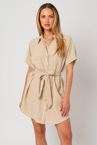 Half Sleeve Button Down Shirt Dress - 1985 the VAULT Boutique