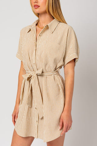 Half Sleeve Button Down Shirt Dress - 1985 the VAULT Boutique