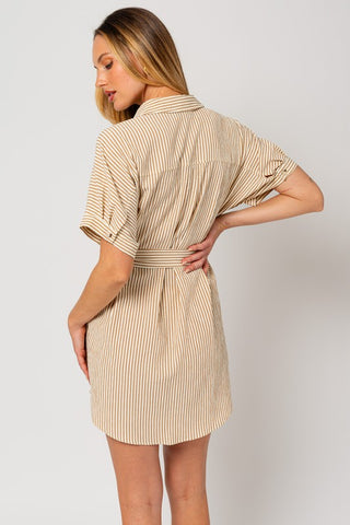 Half Sleeve Button Down Shirt Dress - 1985 the VAULT Boutique