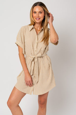 Half Sleeve Button Down Shirt Dress - 1985 the VAULT Boutique